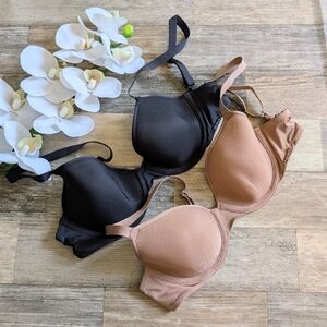 Skims Beige And Black Lightly Lined Underwire Bra Bundle Size 32C EUC